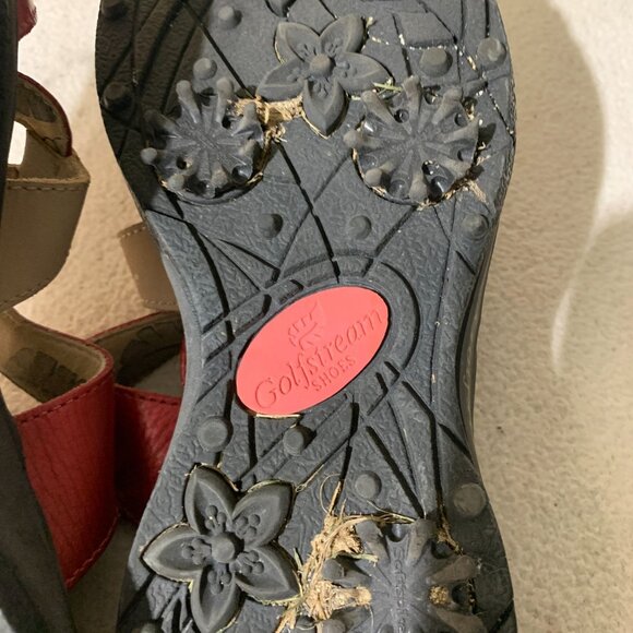 Golfstream Shoes Women's Size 9M Red Leather Open Toe Hook & Loop Golf Sandals - Picture 8 of 9